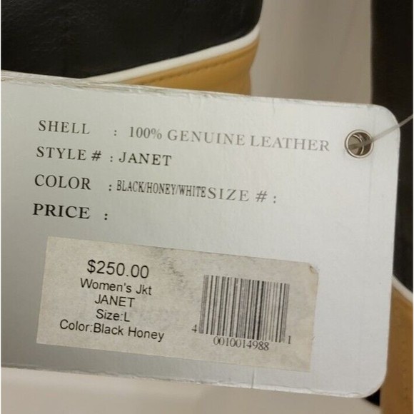 Women's Black Tan Leather Moto Jacket Sz M/L Biker Rocker Beautiful! NWT - Picture 4 of 16